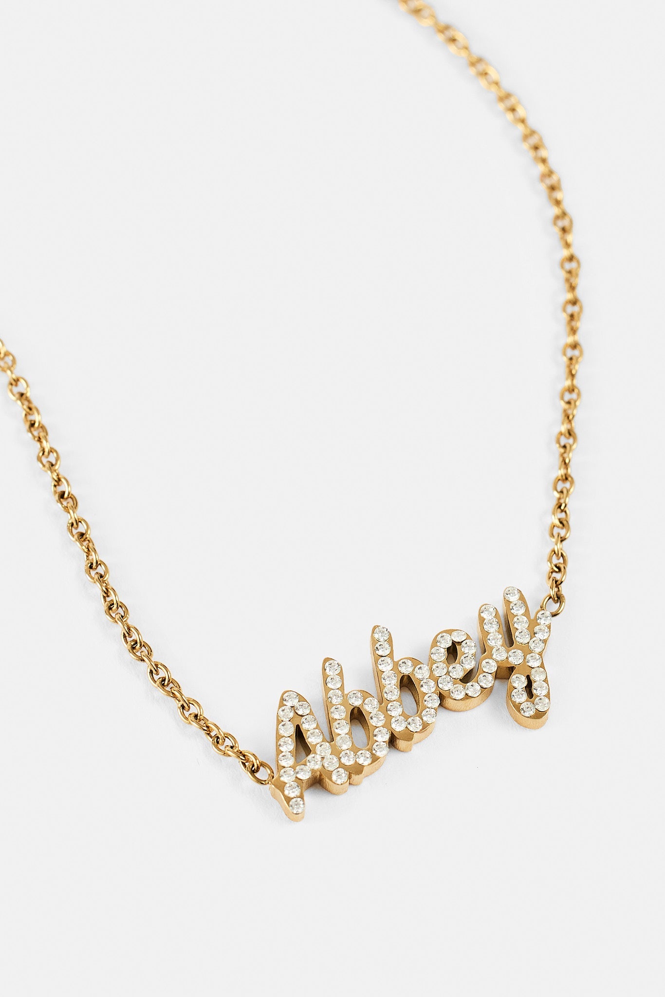 Iced Font Name Necklace - Gold